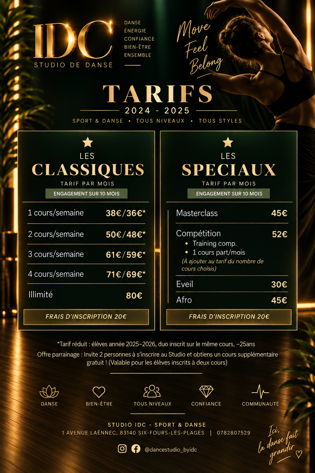Tarifs du Studio IDC