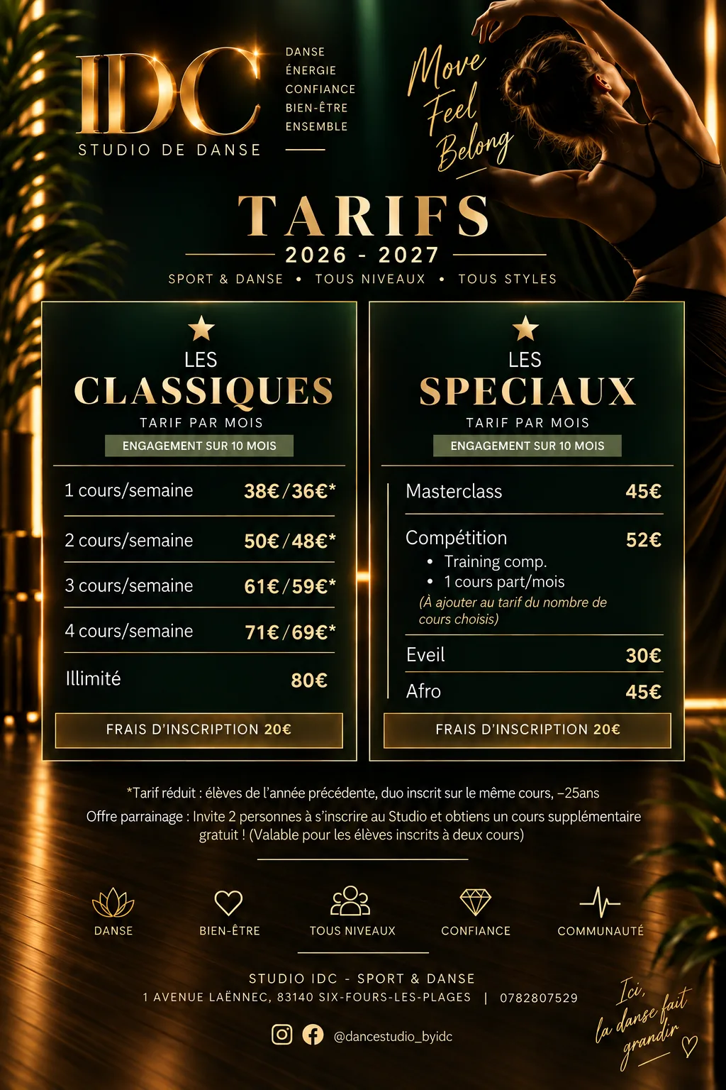 Tarifs du Studio IDC